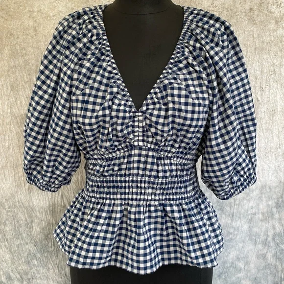 Old Navy black and white Checkered Blouse - Picture 1 of 9